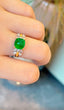 14K GOLD 3.39 CT VIVID GREEN NATURAL EMERALD & DIAMOND RING