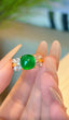14K GOLD 3.39 CT VIVID GREEN NATURAL EMERALD & DIAMOND RING