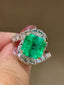 14K GOLD 4 CT NATURAL EMERALD & DIAMOND RING