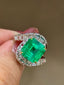 14K GOLD 4 CT NATURAL EMERALD & DIAMOND RING