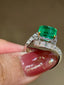 14K GOLD 4 CT NATURAL EMERALD & DIAMOND RING