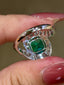 14K GOLD 4 CT NATURAL EMERALD & DIAMOND RING