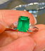 14K GOLD 2.3 CT VIVID GREEN NATURAL EMERALD & DIAMOND RING