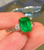 14K GOLD 2.3 CT VIVID GREEN NATURAL EMERALD & DIAMOND RING