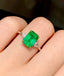 14K GOLD 2.3 CT VIVID GREEN NATURAL EMERALD & DIAMOND RING