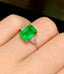 14K GOLD 2.3 CT VIVID GREEN NATURAL EMERALD & DIAMOND RING