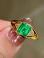 14K GOLD 1.78 CTW VIVID GREEN NATURAL EMERALD & DIAMOND RING