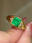 14K GOLD 1.78 CTW VIVID GREEN NATURAL EMERALD & DIAMOND RING