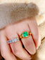14K GOLD 1.78 CTW VIVID GREEN NATURAL EMERALD & DIAMOND RING