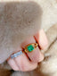 14K GOLD 1.78 CTW VIVID GREEN NATURAL EMERALD & DIAMOND RING