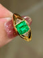 14K GOLD 1.78 CTW VIVID GREEN NATURAL EMERALD & DIAMOND RING