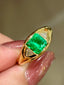 14K GOLD 1.78 CTW VIVID GREEN NATURAL EMERALD & DIAMOND RING