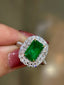 14K GOLD 2.75 CT VIVID GREEN NATURAL EMERALD & DIAMOND RING