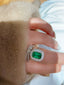 14K GOLD 2.75 CT VIVID GREEN NATURAL EMERALD & DIAMOND RING