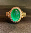 14K GOLD 3.6 CT NATURAL EMERALD & DIAMOND RING
