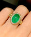 14K GOLD 3.6 CT NATURAL EMERALD & DIAMOND RING