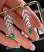 14K GOLD 1.83 CTW VIVID GREEN NATURAL EMERALD & DIAMOND EARRINGS