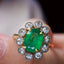 14K GOLD 1.28 CT NATURAL EMERALD & SAPPHIRE RING