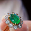 14K GOLD 1.28 CT NATURAL EMERALD & SAPPHIRE RING