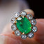 14K GOLD 1.28 CT NATURAL EMERALD & SAPPHIRE RING