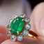 14K GOLD 1.28 CT NATURAL EMERALD & SAPPHIRE RING