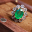 14K GOLD 1.28 CT NATURAL EMERALD & SAPPHIRE RING