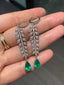 14k Gold 1.85 Ct Vivid Green Natural Emerald & Diamond Earrings