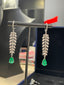 14k Gold 1.85 Ct Vivid Green Natural Emerald & Diamond Earrings