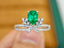 14K GOLD 0.92 CTW VIVID GREEN NATURAL EMERALD & DIAMOND RING