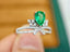 14K GOLD 0.92 CTW VIVID GREEN NATURAL EMERALD & DIAMOND RING