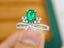 14K GOLD 0.92 CTW VIVID GREEN NATURAL EMERALD & DIAMOND RING