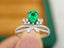 14K GOLD 0.92 CTW VIVID GREEN NATURAL EMERALD & DIAMOND RING