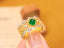 14K GOLD 1.33 CTW VIVID GREEN NATURAL EMERALD & DIAMOND RING