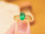 14K GOLD 0.82 CTW VIVID GREEN NATURAL EMERALD & DIAMOND RING