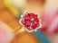 14K GOLD 1.25 CTW VIVID RED NATURAL RUBY & DIAMOND RING