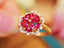 14K GOLD 1.25 CTW VIVID RED NATURAL RUBY & DIAMOND RING