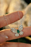 14K GOLD 0.91 CTW VIVID GREEN NATURAL EMERALD & DIAMOND NECKLACE