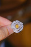 14K GOLD 0.90 CTW NATURAL YELLOW DIAMOND & DIAMOND RING