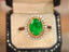 14K GOLD 1.95 CT VIVID GREEN NATURAL EMERALD & DIAMOND RING