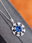 14K GOLD 2.68 CTW VIVID BLUE NATURAL SAPPHIRE & DIAMOND PENDANT