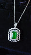 14K GOLD 2.14 CTW VIVID GREEN NATURAL EMERALD & DIAMOND NECKLACE