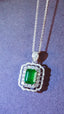 14K GOLD 2.14 CTW VIVID GREEN NATURAL EMERALD & DIAMOND NECKLACE