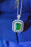 14K GOLD 2.14 CTW VIVID GREEN NATURAL EMERALD & DIAMOND NECKLACE