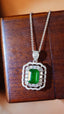 14K GOLD 2.14 CTW VIVID GREEN NATURAL EMERALD & DIAMOND NECKLACE