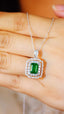 14K GOLD 2.14 CTW VIVID GREEN NATURAL EMERALD & DIAMOND NECKLACE