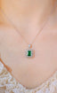 14K GOLD 2.14 CTW VIVID GREEN NATURAL EMERALD & DIAMOND NECKLACE