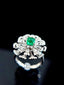 14K GOLD 1.23 CTW VIVID GREEN NATURAL EMERALD & DIAMOND RING