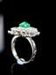 14K GOLD 1.23 CTW VIVID GREEN NATURAL EMERALD & DIAMOND RING