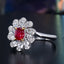 14K GOLD 0.63 CTW VIVID RED NATURAL RUBY & DIAMOND RING