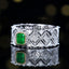 14K GOLD 0.88 CTW VIVID GREEN NATURAL EMERALD & DIAMOND RING